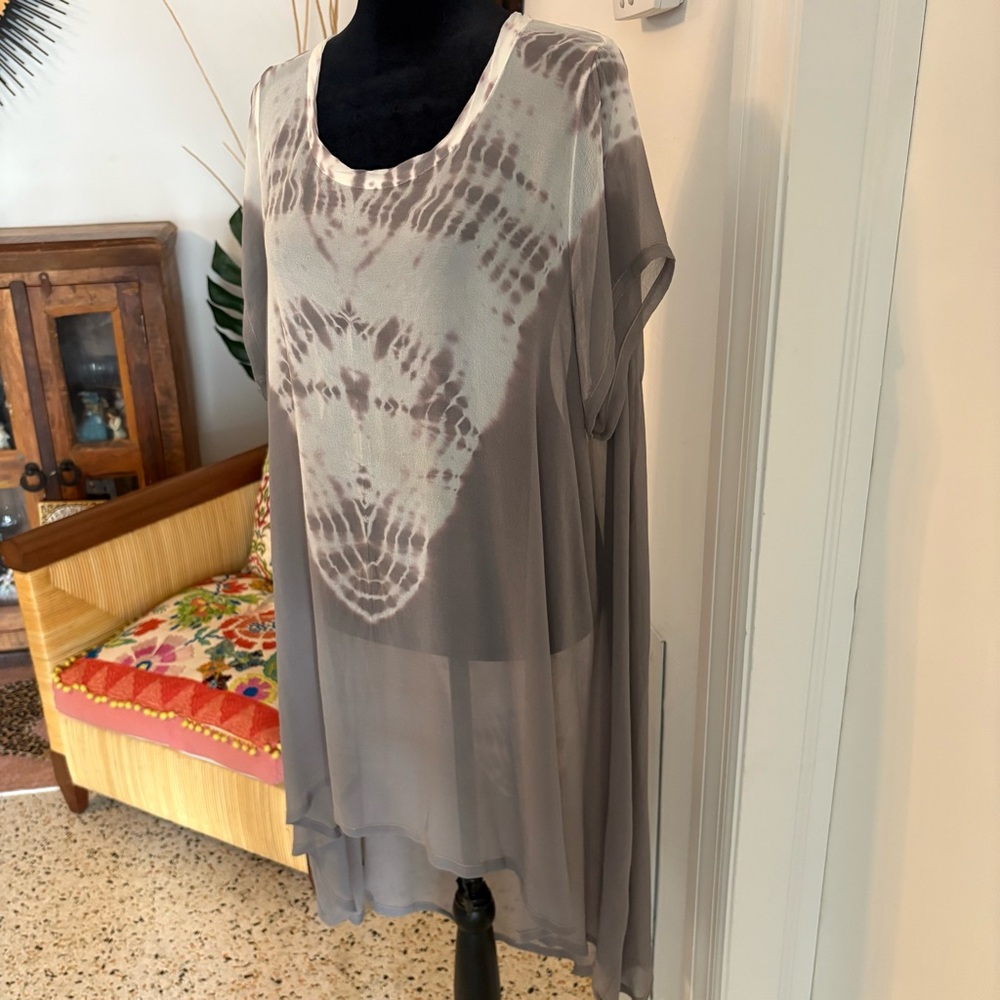 GYPSY 05 Made in Hollywood Silk Oversized Long Tie Dye Top! Gorgeous Bohemian. - Picture 4 of 14